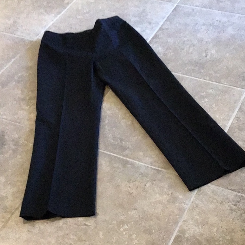 Lafayette 148 NY wide leg black pants, front zip, size 10